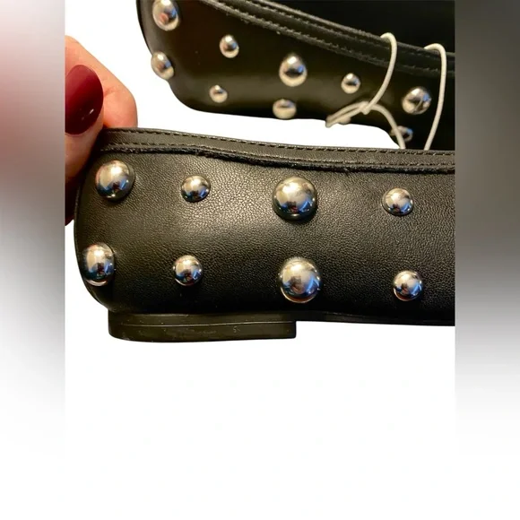 A New Day Black and Silver Studded Ballet Slip-On Sammie Flats - Picture 5 of 8